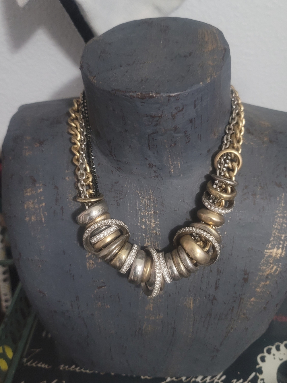 Mixed Metal Statement Necklace in Gold & Silver